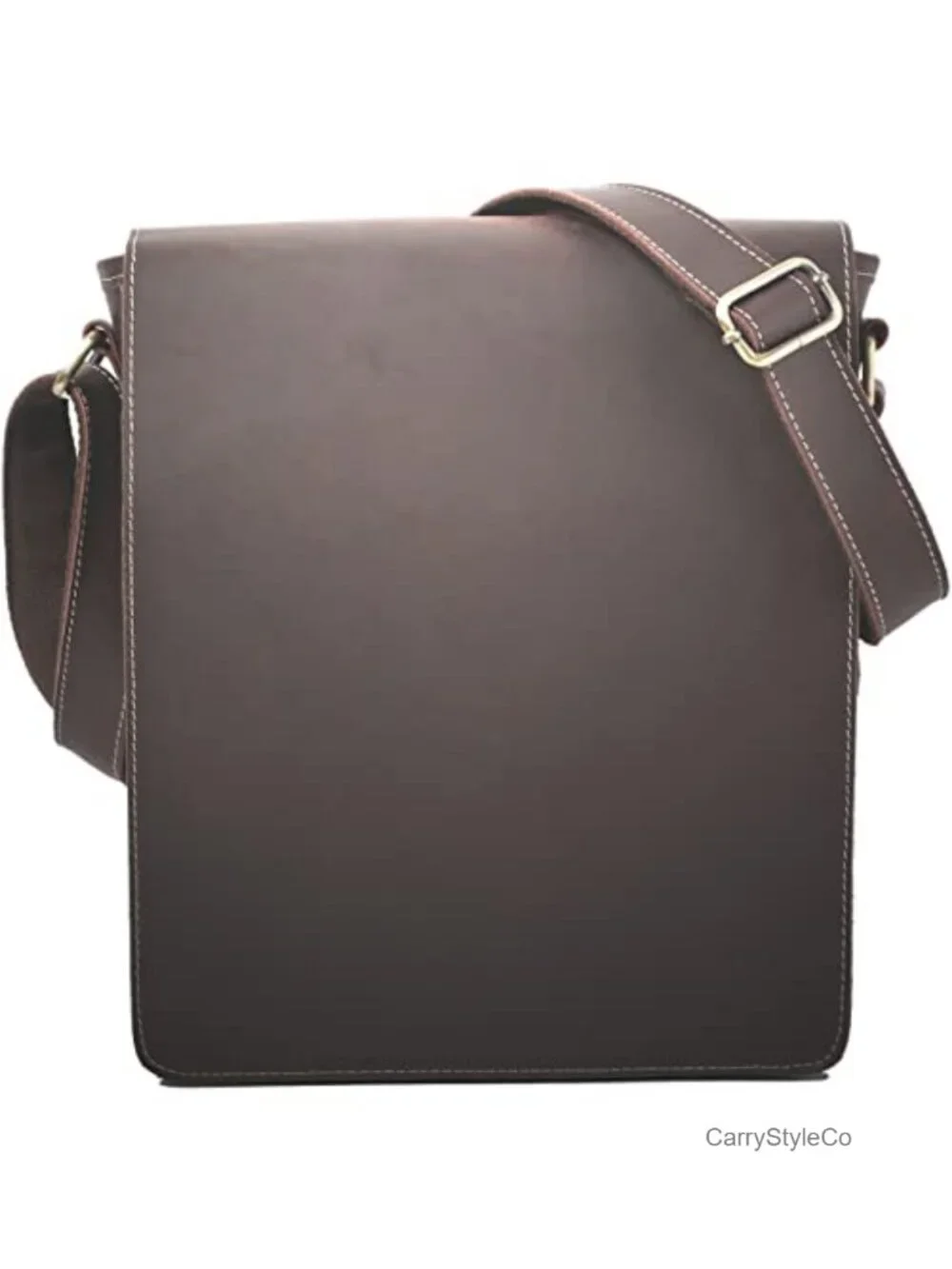 Vintage Cowhide Leather Messenger Bag Men Crossbody Purse with Adjustable Strap